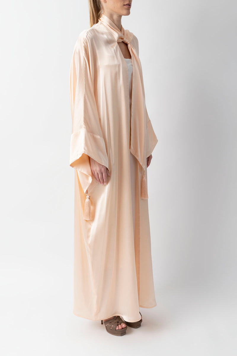 Shawl Featured Light Beige Pure Silk Abaya WV2218