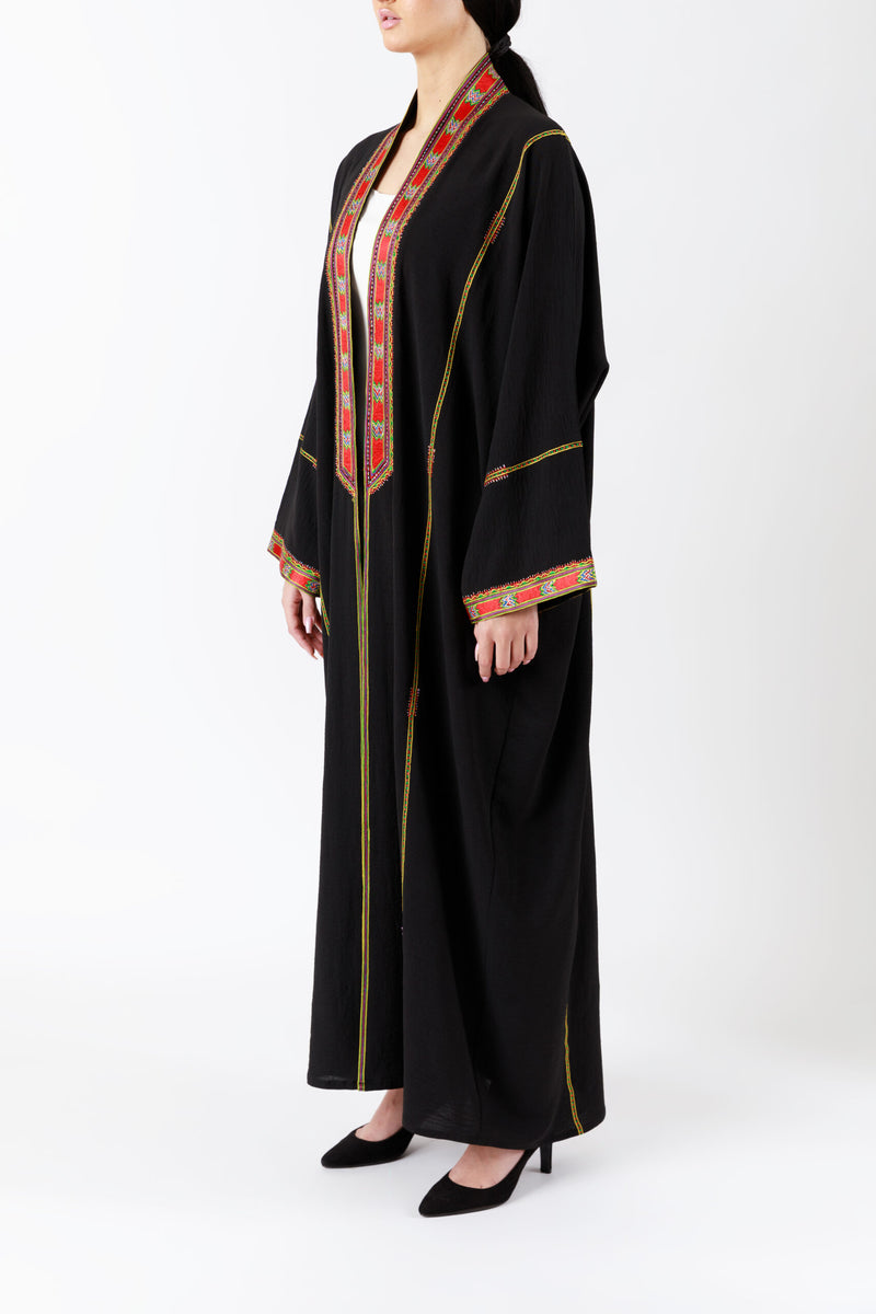 Handcrafted Embroidered Black Abaya ODPMC004