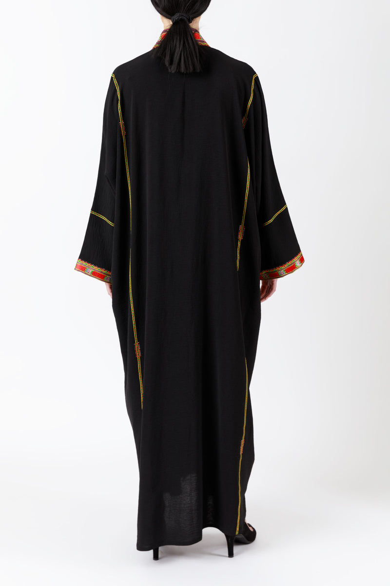 Handcrafted Embroidered Black Abaya ODPMC004