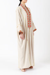 Handcrafted Embroidered Beige Abaya ODPMC003