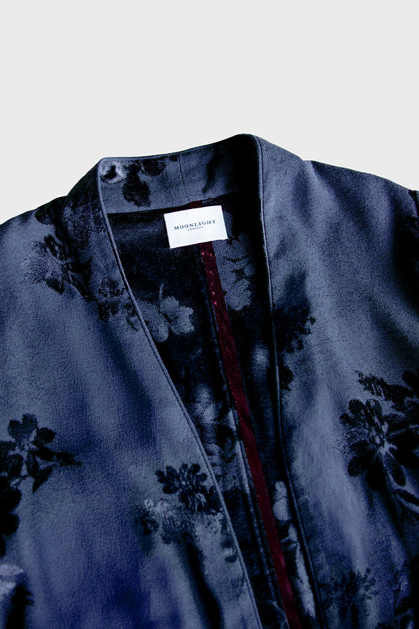 RTWS2505-NB Navy Blue Autumn Bloom Jacquard Abaya