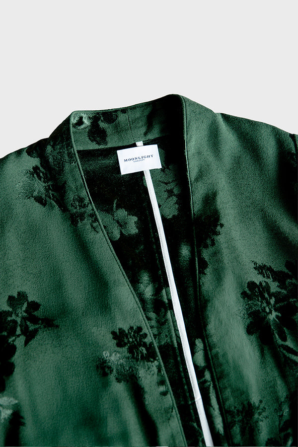 RTWS2505-RG Royal Green Autumn Bloom Jacquard Abaya