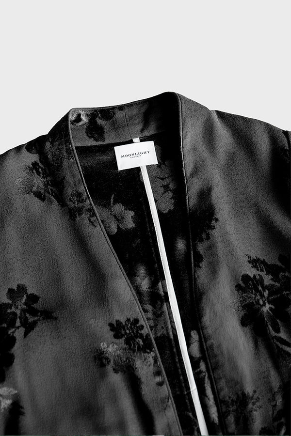 RTWS2505-BLK Black Autumn Bloom Jacquard Abaya