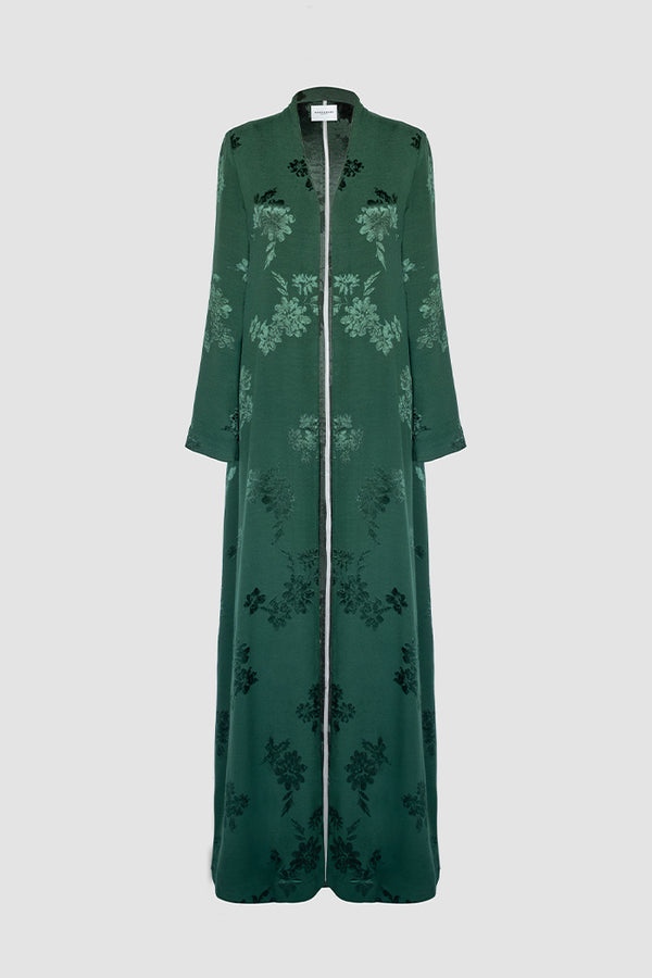 RTWS2505-RG Royal Green Autumn Bloom Jacquard Abaya