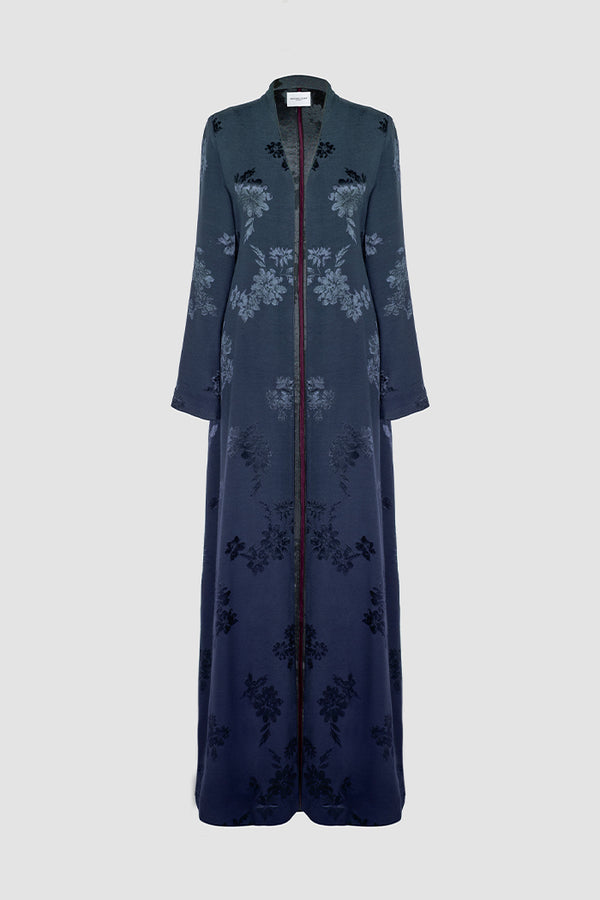 RTWS2505-NB Navy Blue Autumn Bloom Jacquard Abaya