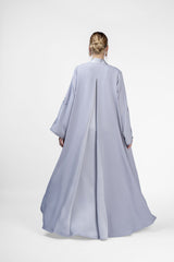 RMDT2401-GY Modern Minimalist Grey Crepe Silk Abaya