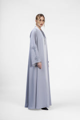 RMDT2401-GY Modern Minimalist Grey Crepe Silk Abaya