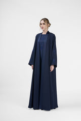 RMDT2401-DB Geometric Elegance Blue Crepe Silk Abaya