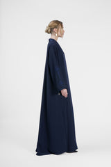 RMDT2401-DB Geometric Elegance Blue Crepe Silk Abaya