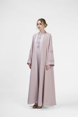 RMDT2401-PK Contemporary Chic Pink Crepe Silk Abaya