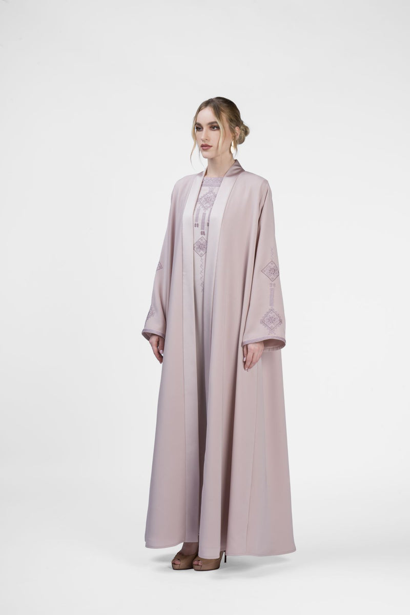 RMDT2401-PK Contemporary Chic Pink Crepe Silk Abaya