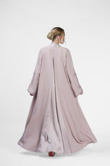 RMDT2401-PK Contemporary Chic Pink Crepe Silk Abaya