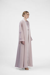 RMDT2401-PK Contemporary Chic Pink Crepe Silk Abaya