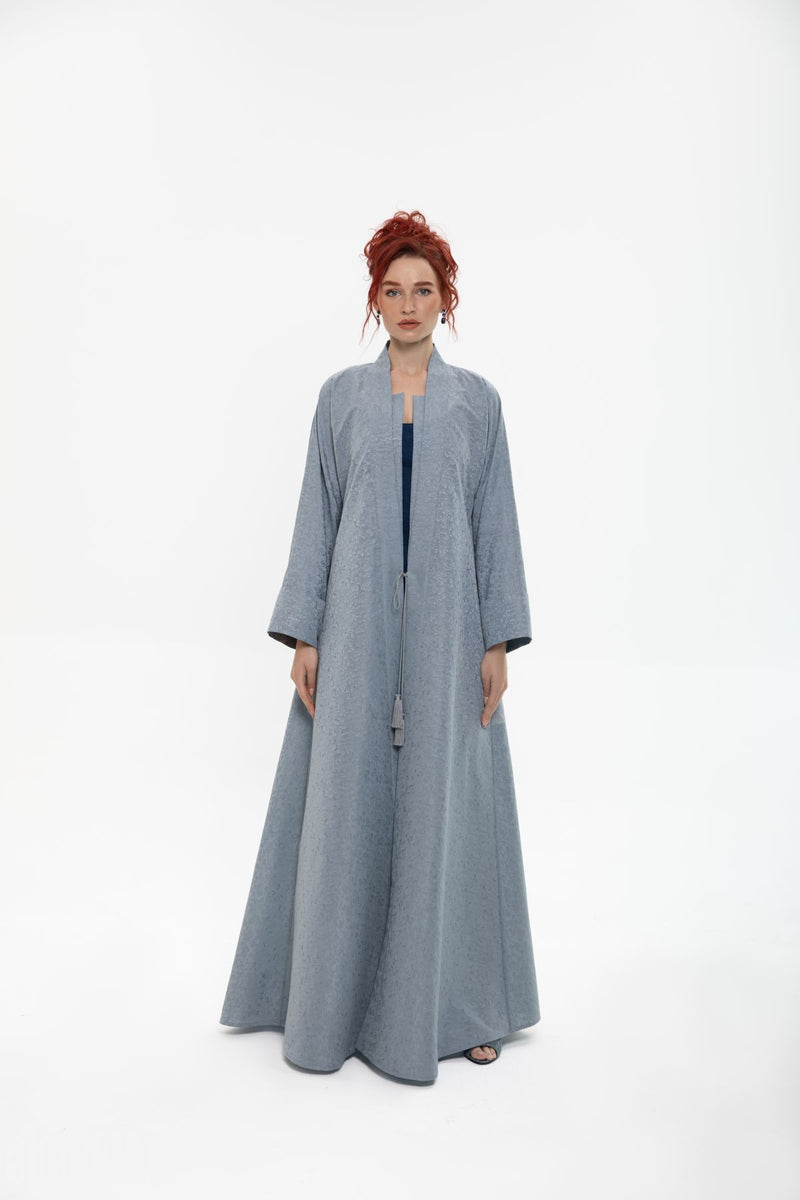 RTWS2401-GREY Whispers of Elegance Kimono Abaya