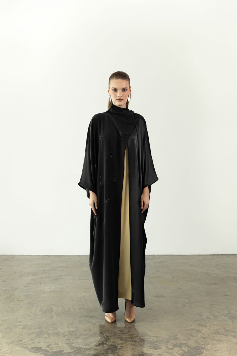 EAA2409 Overlay Crepe Abaya