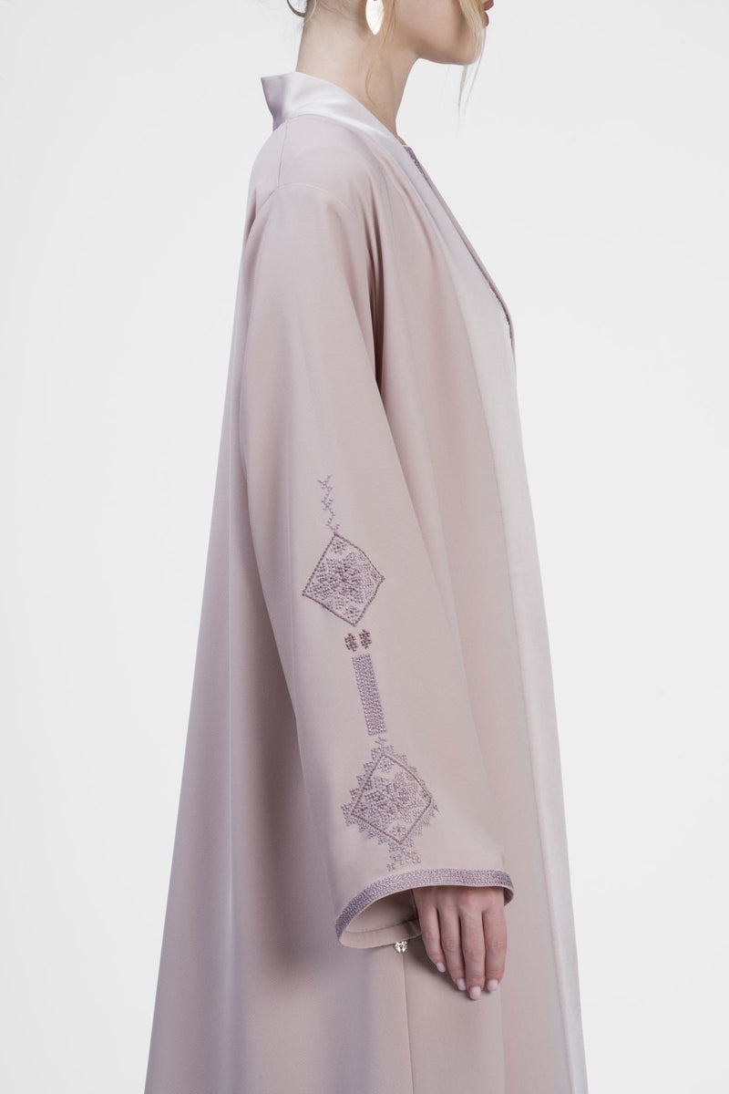 RMDT2401-PK Contemporary Chic Pink Crepe Silk Abaya