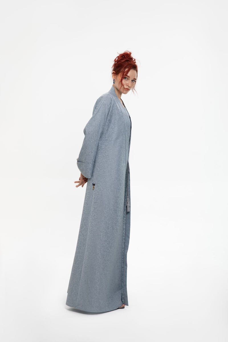 RTWS2401-GREY Whispers of Elegance Kimono Abaya