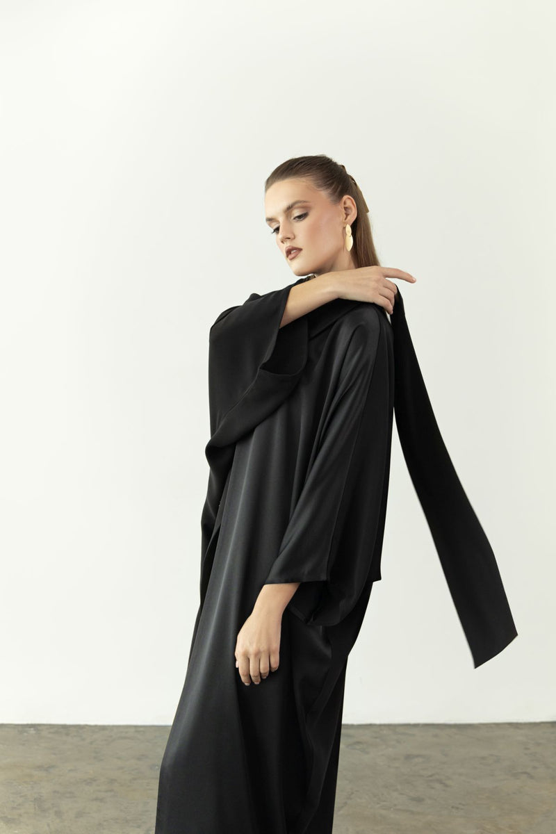 EAA2409 Overlay Crepe Abaya