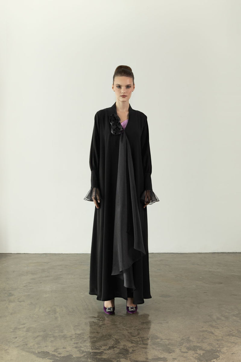 EAA2407 Organza Drape Flare Abaya