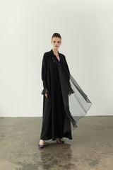 EAA2407 Organza Drape Flare Abaya