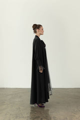 EAA2407 Organza Drape Flare Abaya