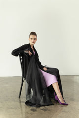 EAA2407 Organza Drape Flare Abaya