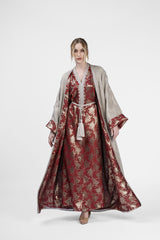 RMDB2401-RED Royal Moroccan Kimono Abaya- Full set