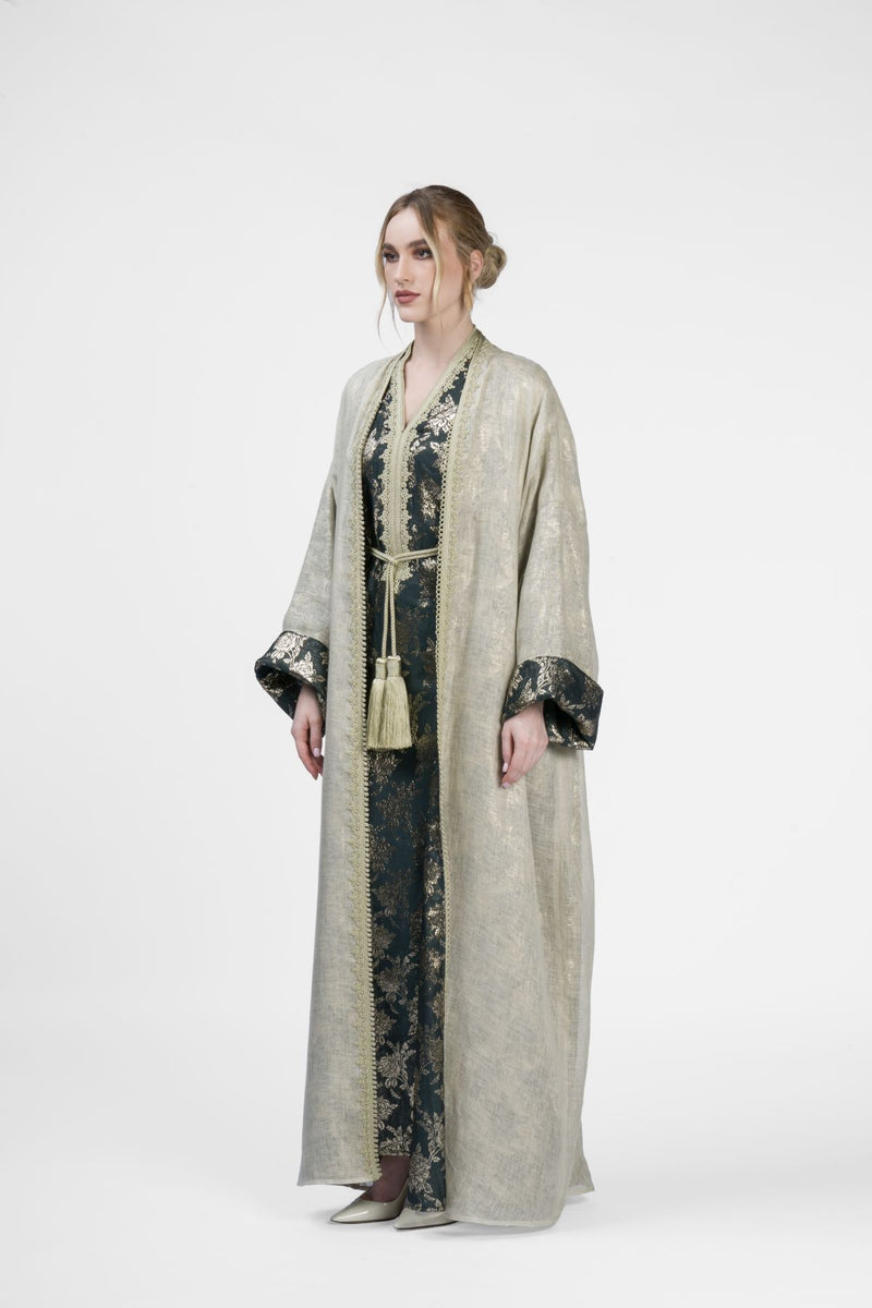 RMDB2401-LG Serene Shades Kimono Abaya- Full set