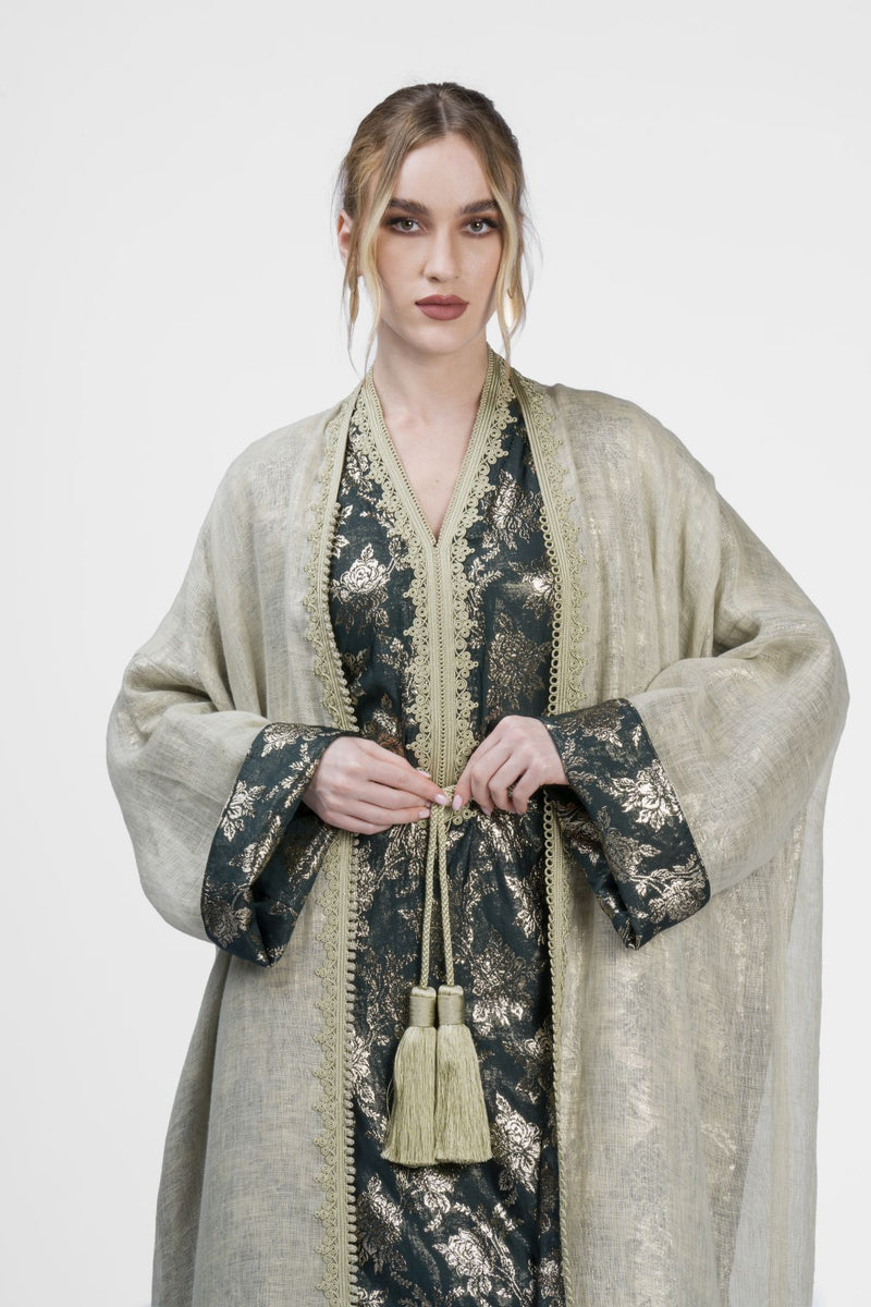 RMDB2401-LG Serene Shades Kimono Abaya- Full set