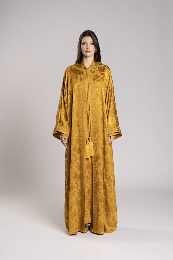 RMDML2501A- YELLOW Hooded Moroccan Elegance Abaya