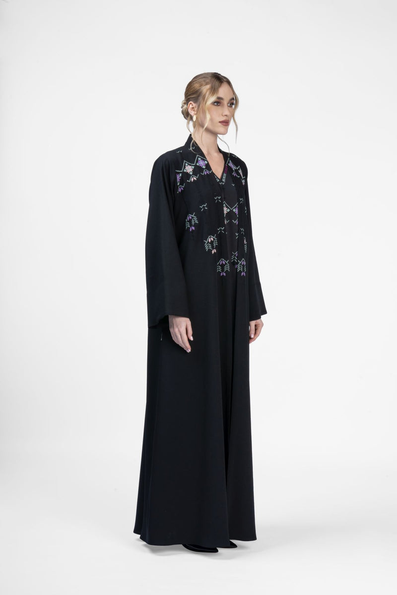 RMDJK2401-BLK Nightshade Elegance Black Crepe Silk Abaya