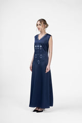 RMDJK2401-BL Starry Night Navy Crepe Silk Abaya