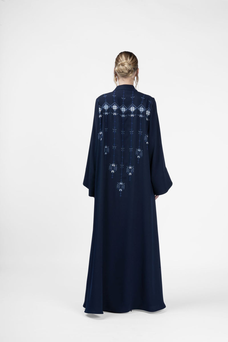 RMDJK2401-BL Starry Night Navy Crepe Silk Abaya