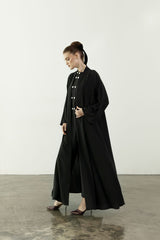 EAA2403 Graceful Black with Box-Pleated On The Back Side and Sleeves