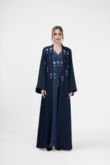 RMDJK2401-BL Starry Night Navy Crepe Silk Abaya