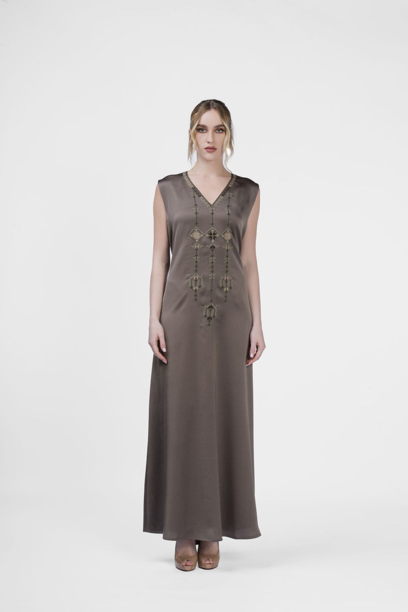 RMDJK2401-OG Verdant Vista Embroidered Crepe Abaya