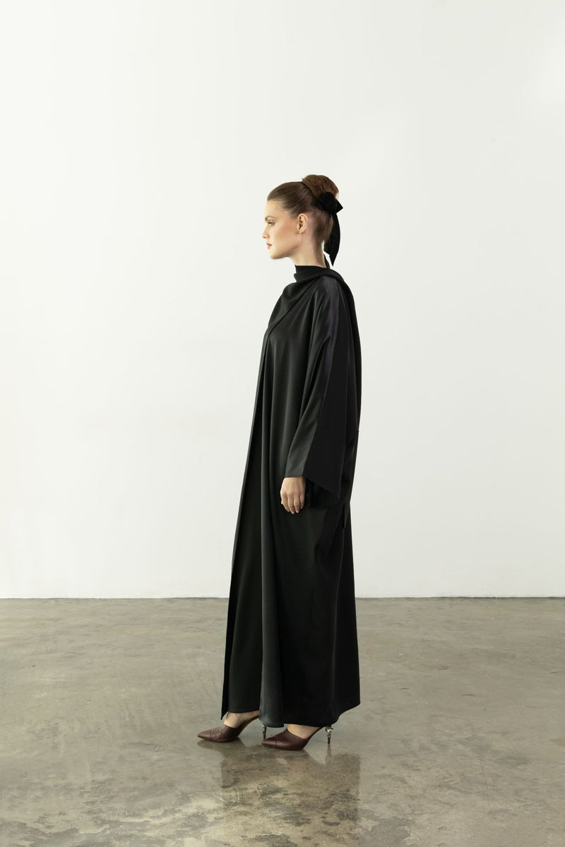 EAA2409PL Plain Overlay Crepe Abaya