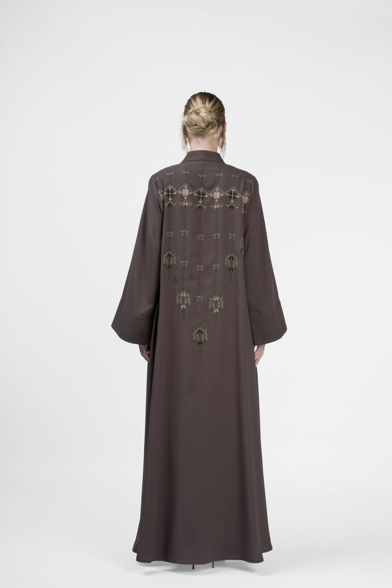 RMDJK2401-OG Verdant Vista Embroidered Crepe Abaya