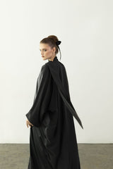 EAA2409PL Plain Overlay Crepe Abaya