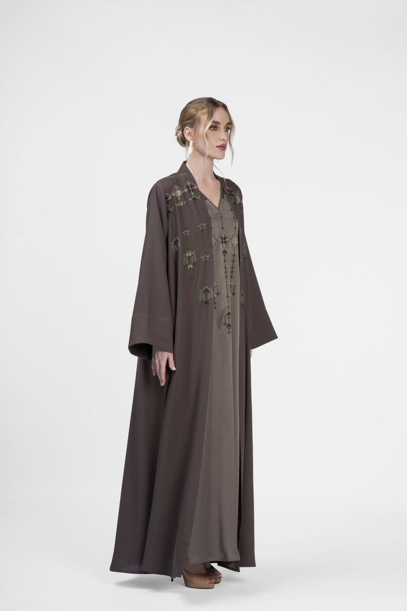 RMDJK2401-OG Verdant Vista Embroidered Crepe Abaya