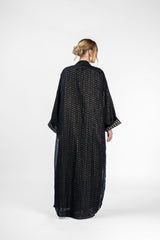 RMDB2402-G  Onyx Nobility Kimono Abaya with Hand Crafted Embroidery Details in Gold