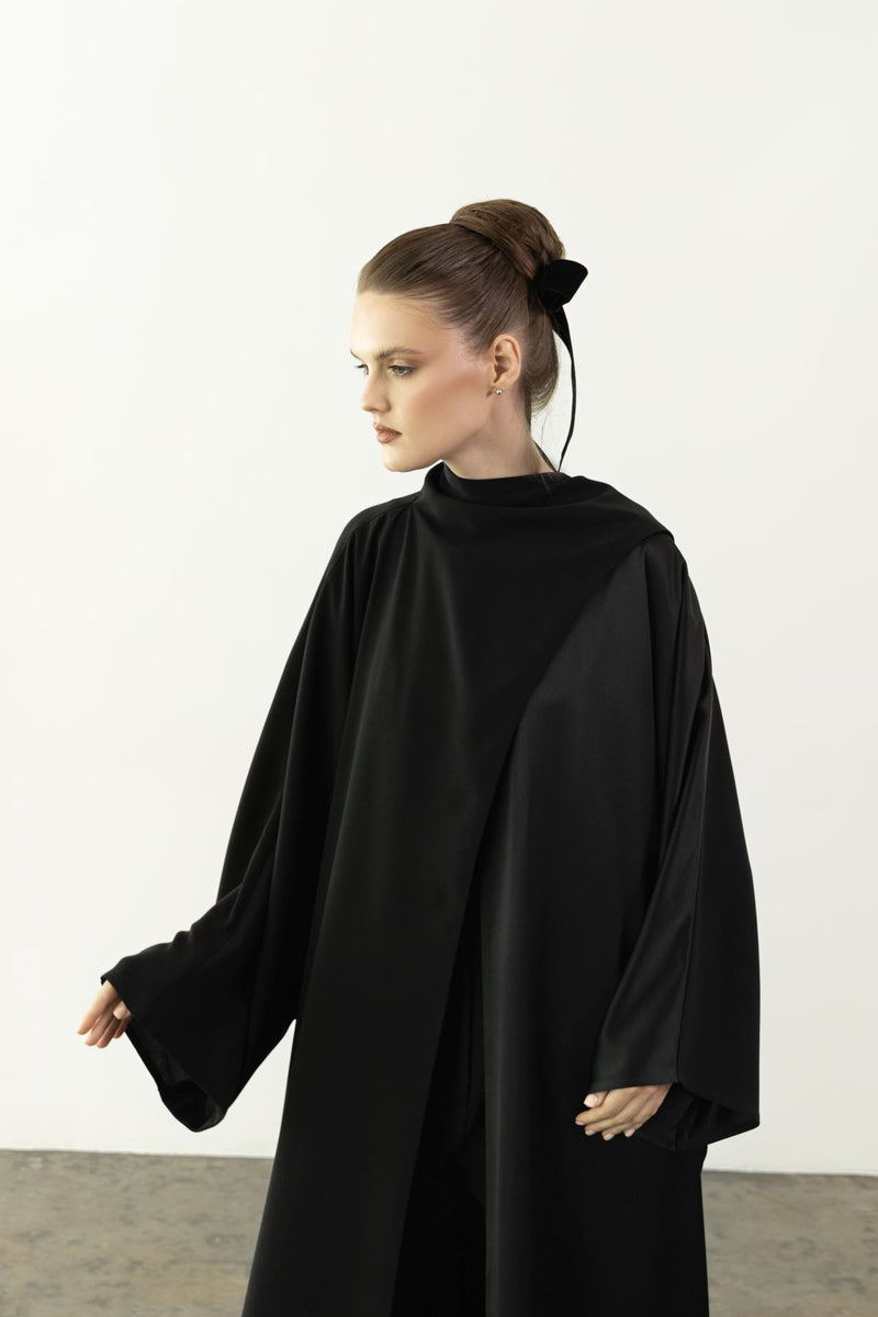 EAA2409PL Plain Overlay Crepe Abaya