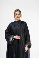 RMDB2402-G  Onyx Nobility Kimono Abaya with Hand Crafted Embroidery Details in Gold