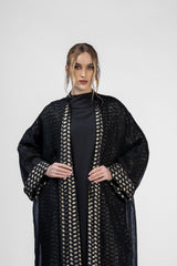 RMDB2402-G  Onyx Nobility Kimono Abaya with Hand Crafted Embroidery Details in Gold