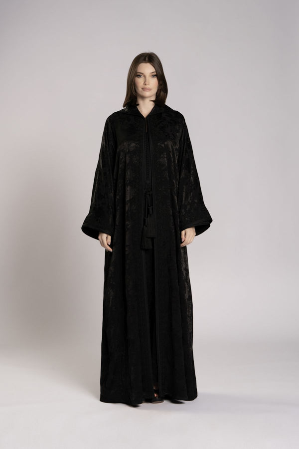 RMDML2501A-BLACK Hooded Moroccan Elegance Abaya