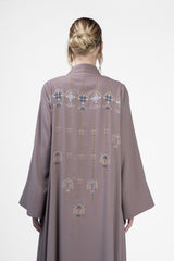 RMDJK2401-BG Heritage Bloom Handcrafted Silk Abaya