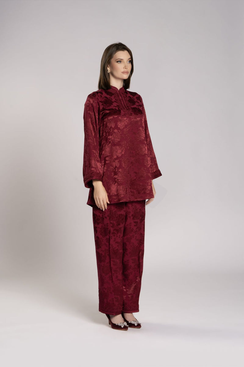 RMDML2501A-MAROON Hooded Moroccan Elegance Abaya