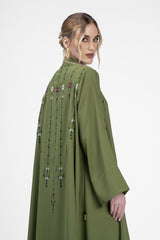 RMDJK2401-GR Oasis Dream Multicolor Embroidery Abaya