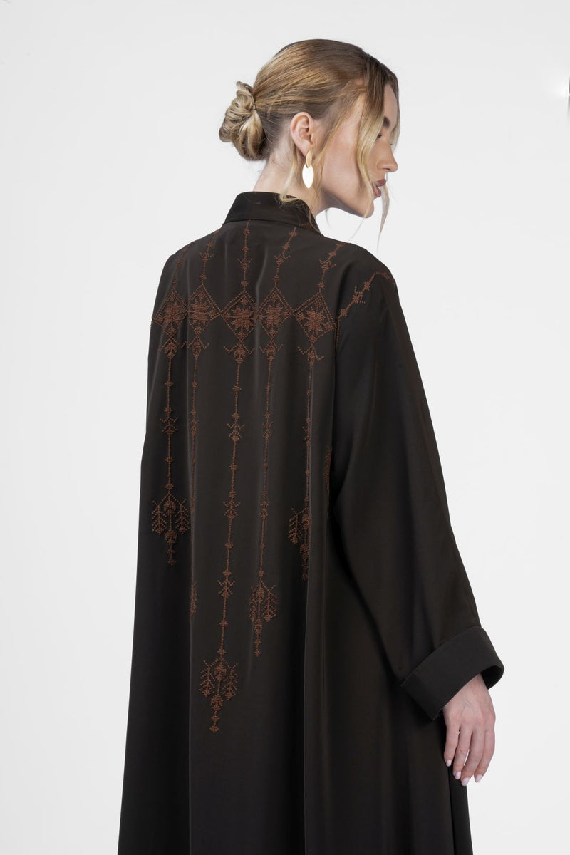 RMDJK2402-BR Earthen Spirit Brown Kimono Abaya