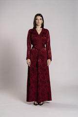 RMDML2501A-MAROON Hooded Moroccan Elegance Abaya